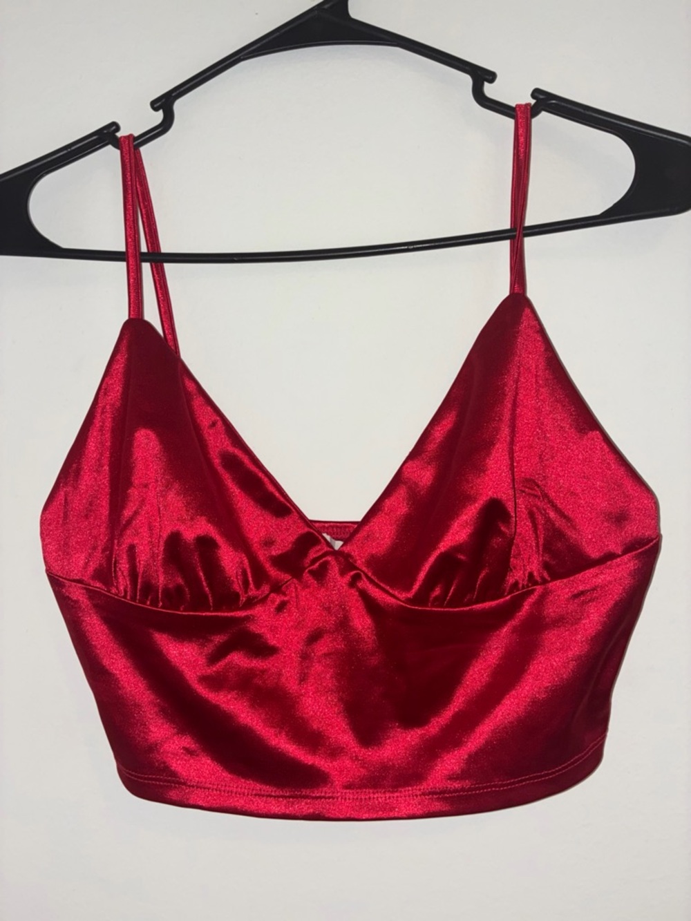 Bear Dance Red Satin Bralette Crop Top